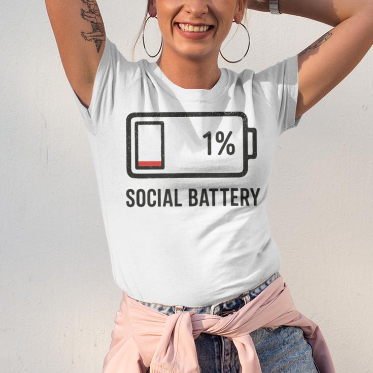 Social Battery 1 Shirt Introvert Anti Social Tee Gif Unisex Jersey T-Shirt