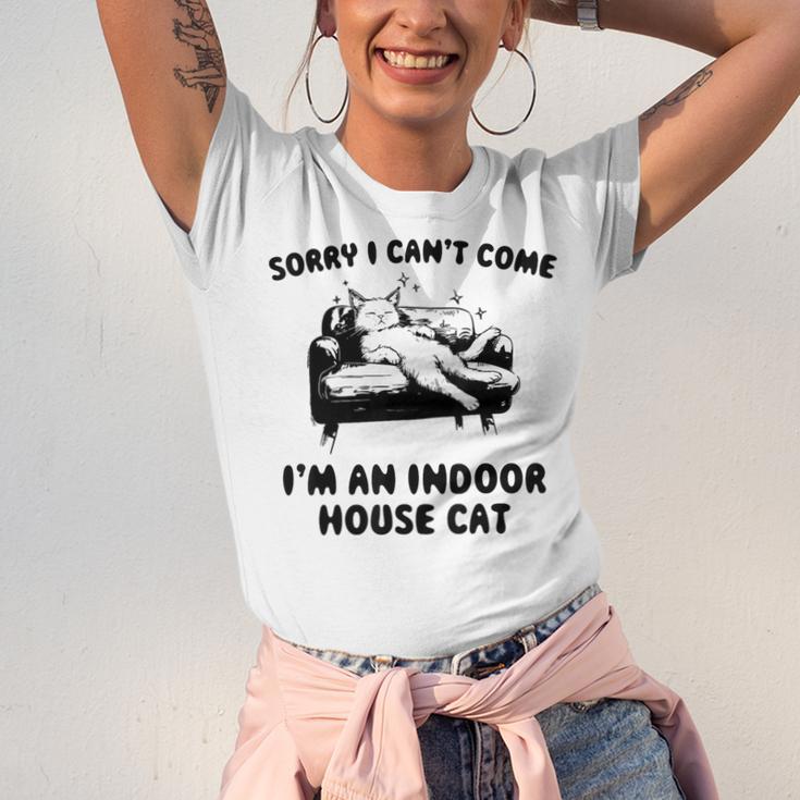Sorry I Can't Go I'm An Indoor Cat Introvert Saying Unisex Jersey T-Shirt Sorry I Can't Go I'm An Indoor Cat Introvert Saying Unisex Jersey T-Shirt