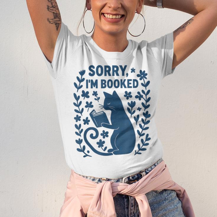 Sorry I'm Booked Cat Reading Book Boho Flowers Vintage Unisex Jersey T-Shirt Sorry I'm Booked Cat Reading Book Boho Flowers Vintage Unisex Jersey T-Shirt