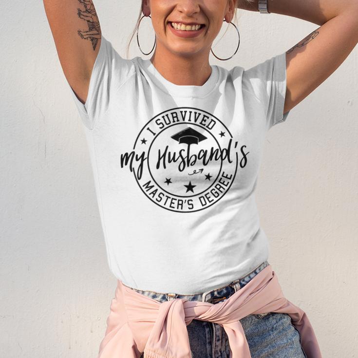I Survived My Husband's Masters Degree Funny 2023 Graduation Unisex Jersey T-Shirt