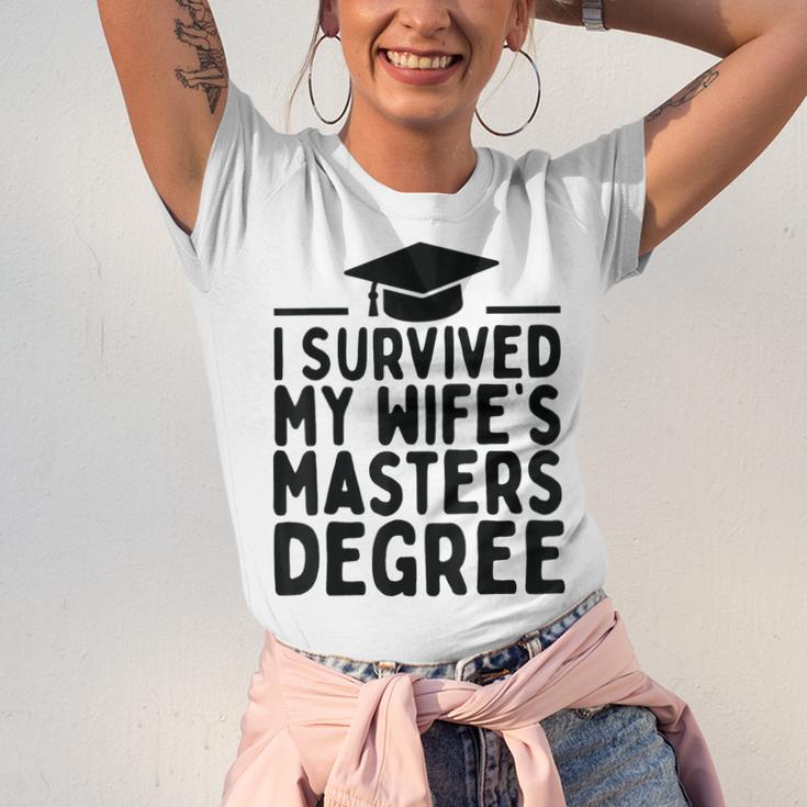 I Survived My Wife's Masters Degree Graduation Class Of 2025 Unisex Jersey T-Shirt