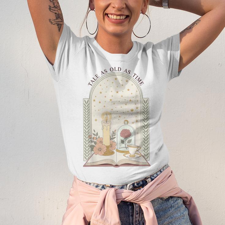Tale As Old As Time Rose Candle And Book Unisex Jersey T-Shirt