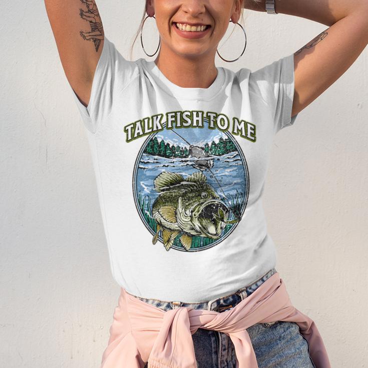 Talk Fish To Me Introvert Fishing Antisocial Fisherman Raglan Baseball Tee Unisex Jersey T-Shirt