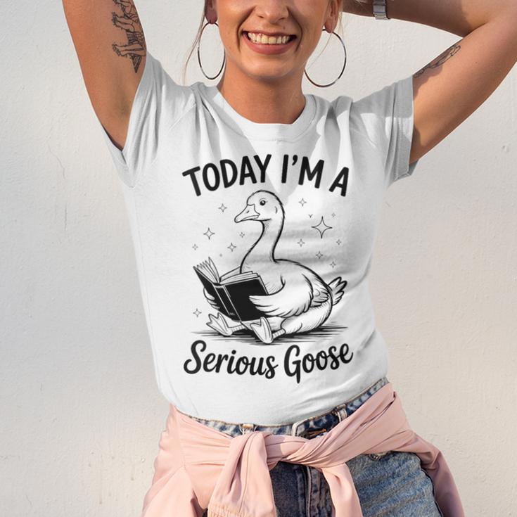 Today I'm A Serious Goose Animal Reading Book Lovers Unisex Jersey T-Shirt