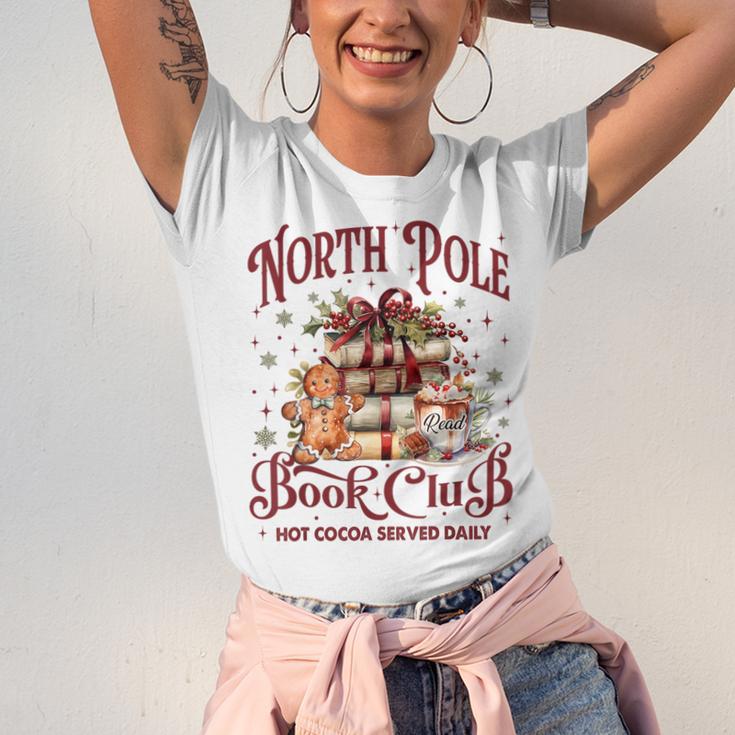 Vintage Retro North Pole Book Club Hot Cocoa Unisex Jersey T-Shirt