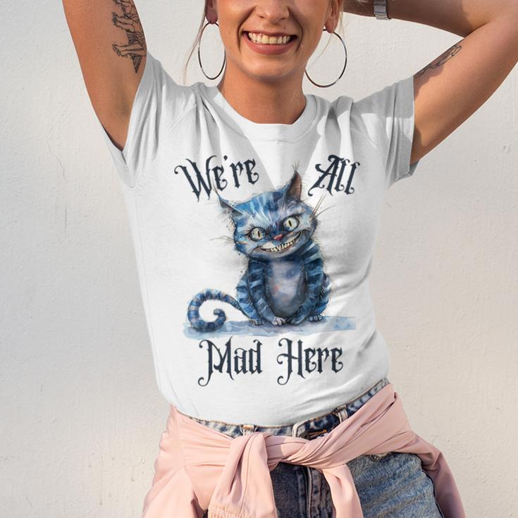 We'Re All Mad Here Cheshire Cat Alice Wonderland Book Kids Unisex Jersey T-Shirt