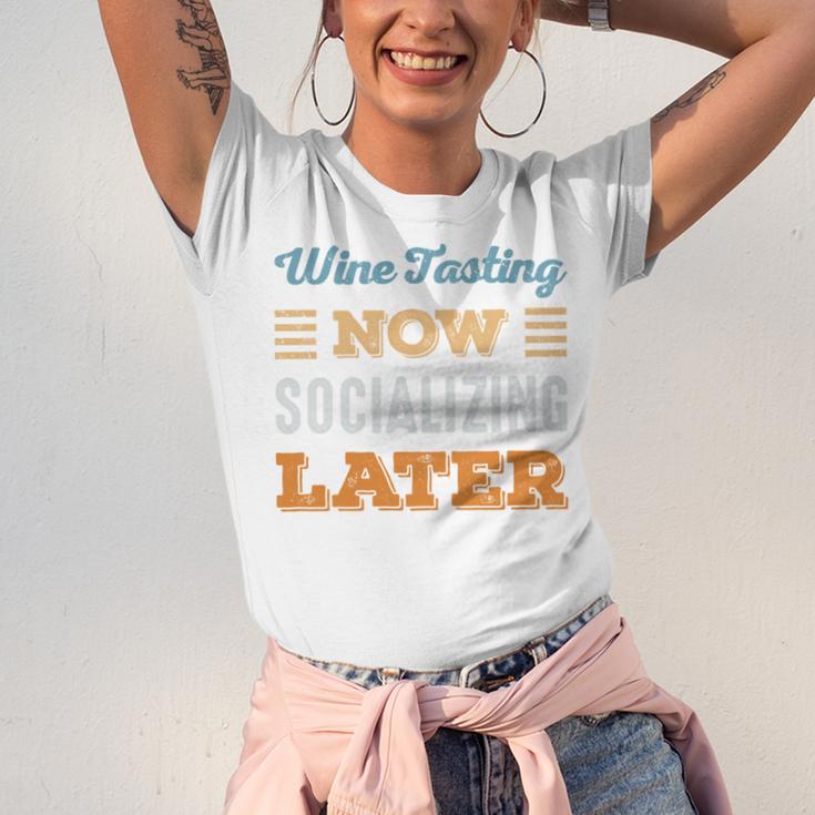 Wine Tasting Now Minimal Socializing Introvert Vintage Unisex Jersey T-Shirt Wine Tasting Now Minimal Socializing Introvert Vintage Unisex Jersey T-Shirt