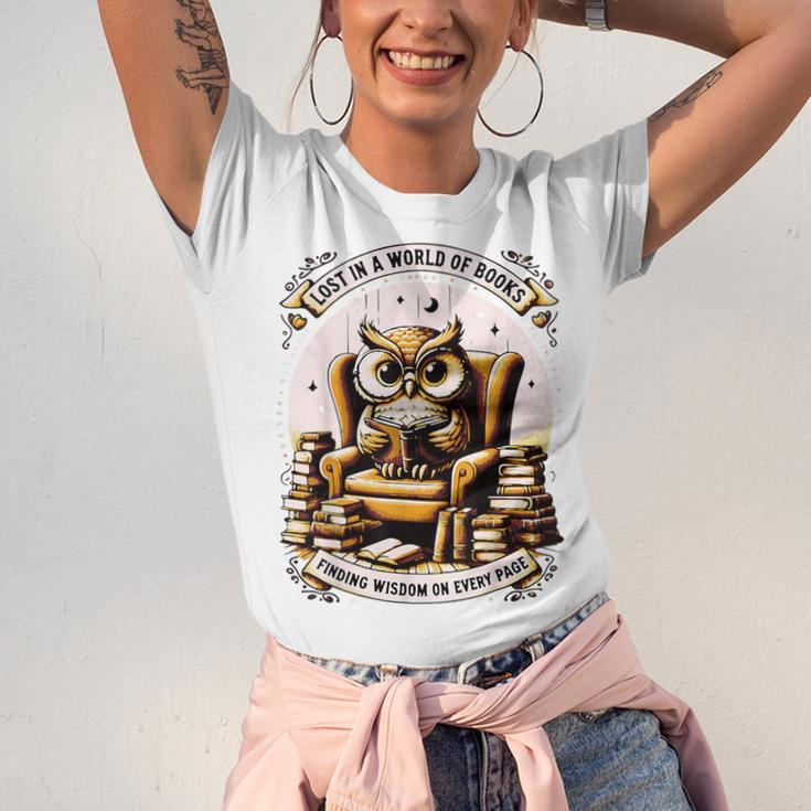 Wise Owl Reading Books Unisex Jersey T-Shirt