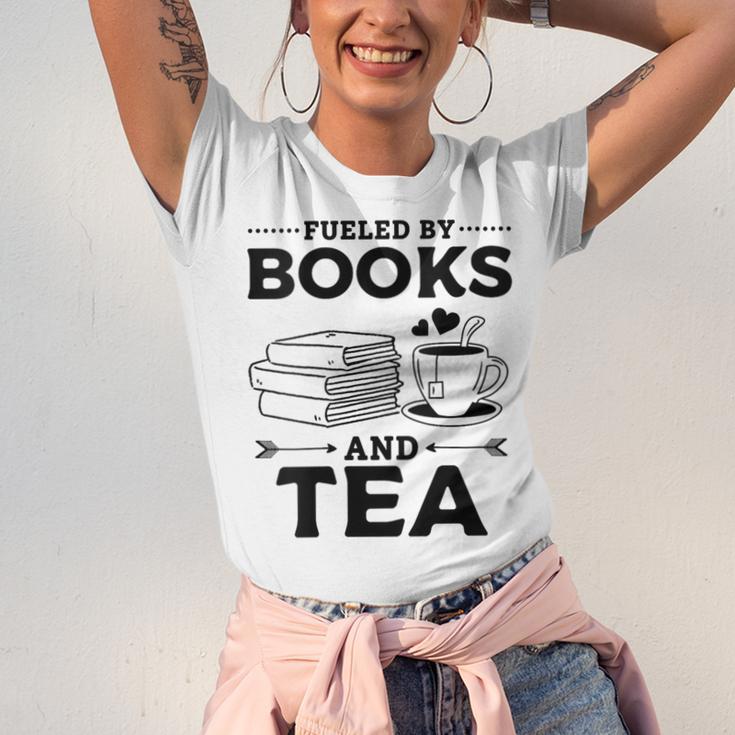 Women's Fueled By Books And Tea Book Lover Bookworm Reading Books Unisex Jersey T-Shirt