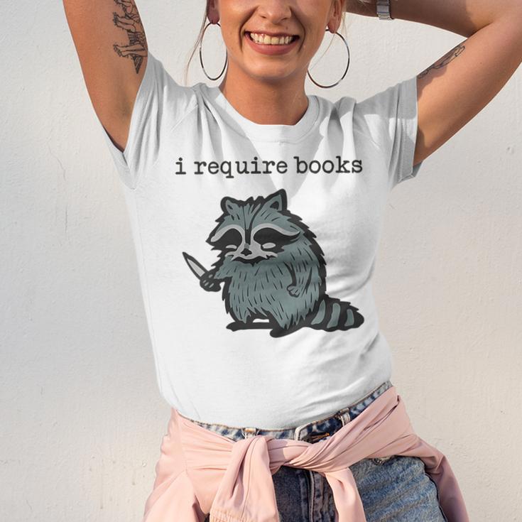 Women's i Require Books Raccoon Unisex Jersey T-Shirt