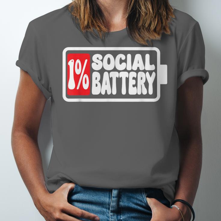 1 Social Battery Sarcastic Introverted Men Women Unisex Jersey T-Shirt