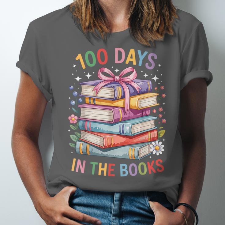 100 Days In The Books Cute Book 100 Days Of School Teachers Unisex Jersey T-Shirt
