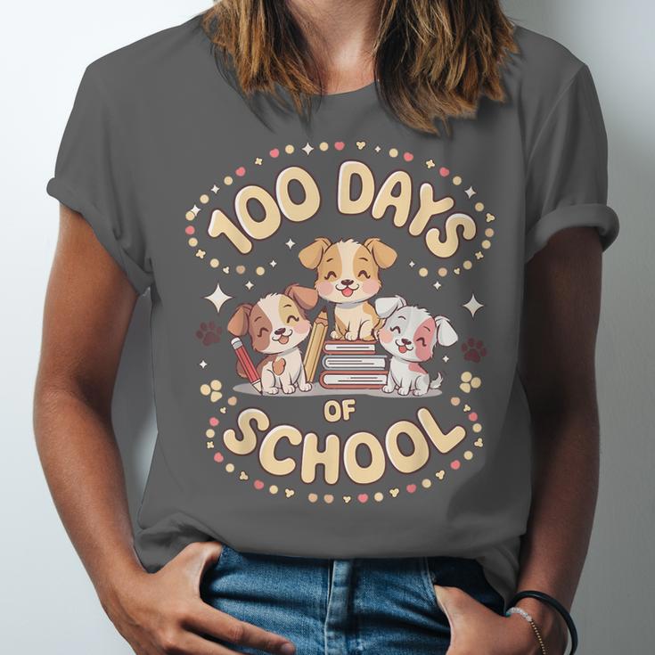 100 Days Of School Cute Puppies And Books Unisex Jersey T-Shirt