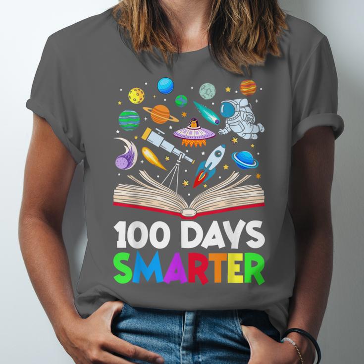 100th Day Of School Astronaut Books Space 100 Days Smarter Unisex Jersey T-Shirt