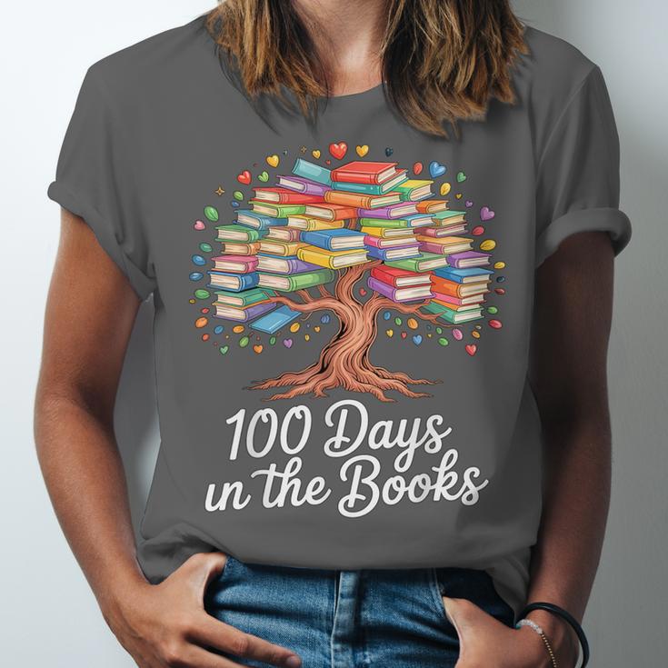 100th Day Of School Books Tree Reading Unisex Jersey T-Shirt