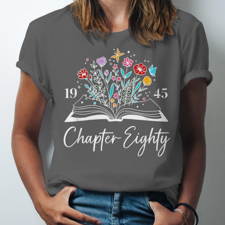 1945 Chapter Eighty 80th Birthday Books Themed 80 Year Old Unisex Jersey T-Shirt 1945 Chapter Eighty 80th Birthday Books Themed 80 Year Old Unisex Jersey T-Shirt