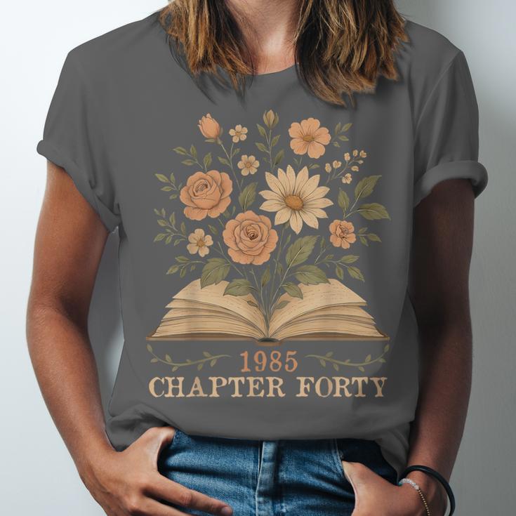 1985 Chapter Forty 40th Birthday Wildflower Book 40 Year Old Unisex Jersey T-Shirt