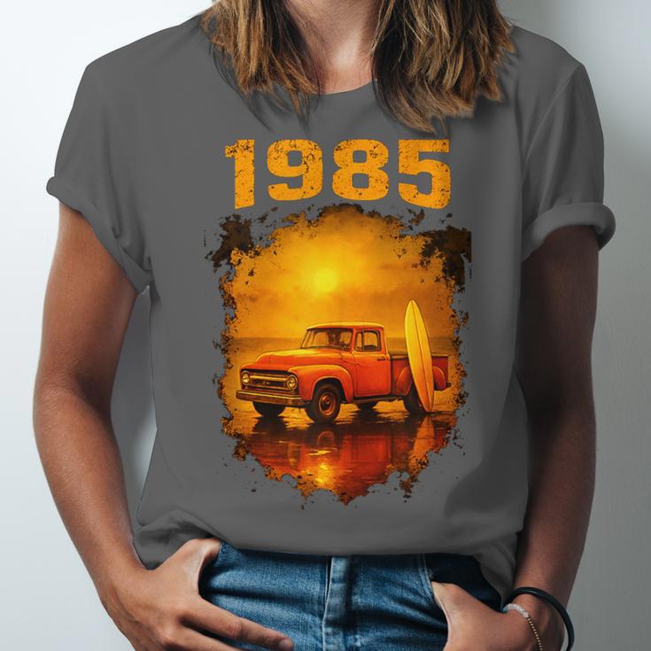 1985 Vintage Sunset Surf Truck Retro Beach Nostalgia Unisex Jersey T-Shirt 1985 Vintage Sunset Surf Truck Retro Beach Nostalgia Unisex Jersey T-Shirt