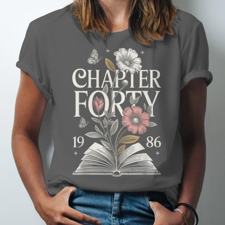 1986 Chapter Forty 40th Birthday Wildflower Book 40 Year Old Unisex Jersey T-Shirt