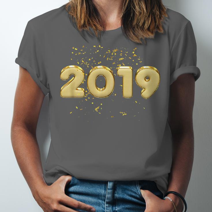 2019 Gold Confetti GraduationShirt High School College Unisex Jersey T-Shirt