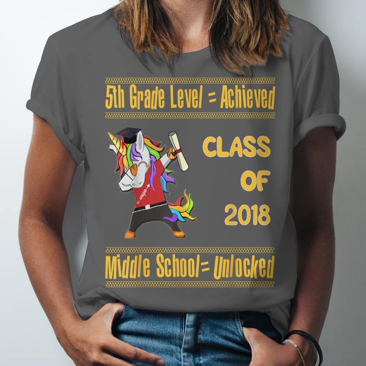 5th Grade Graduation Shirt Dabbing Unicorn Boys Class 2018 Unisex Jersey T-Shirt