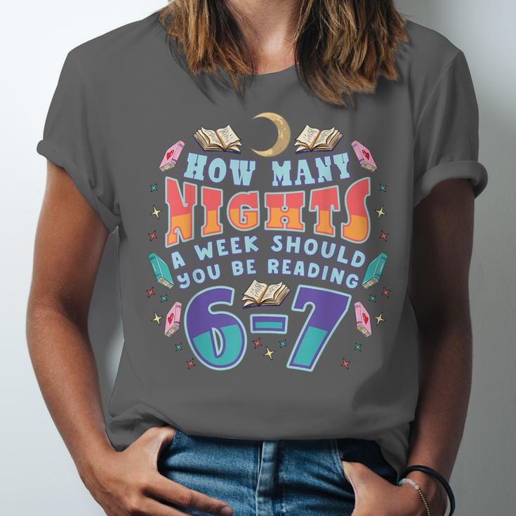 67 Meme Reading How Many Nights Should Read Book Six Seven Unisex Jersey T-Shirt