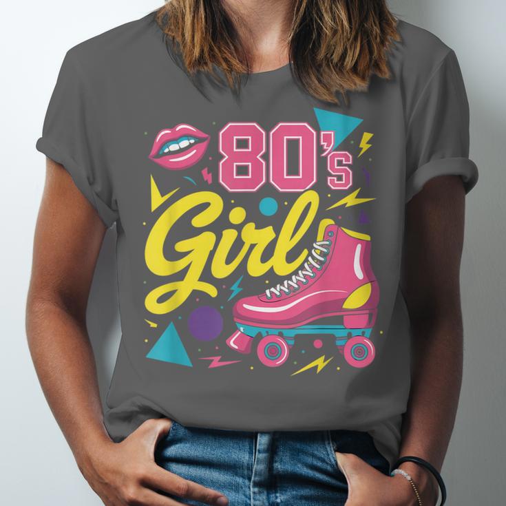 80's Girl Roller Skates Skating Eighties 1980s Nostalgia Unisex Jersey T-Shirt