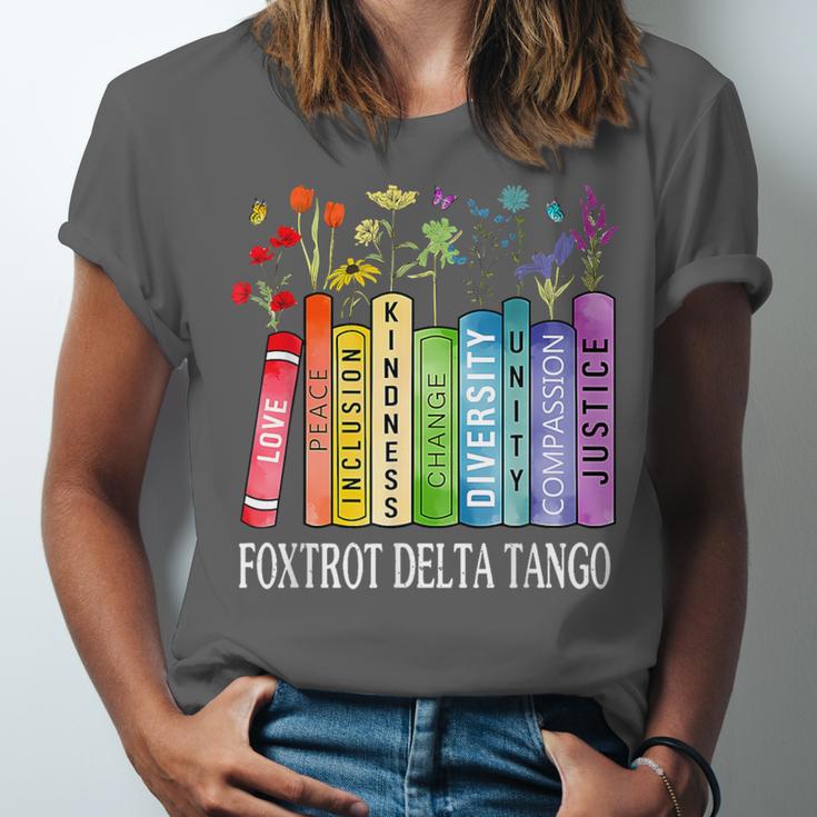 8647 Foxtrots Tangos Deltas Book Flower Resist Book Lovers Unisex Jersey T-Shirt