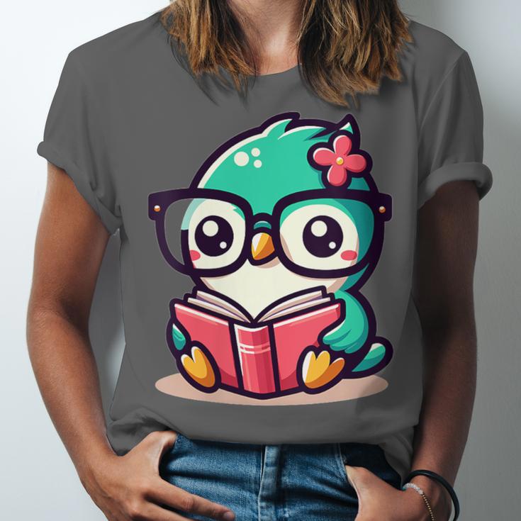 Adorable Book Lover Humming Bird With Reading Glasses Cute Unisex Jersey T-Shirt