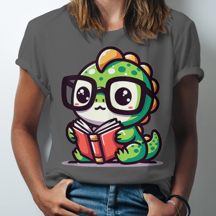 Adorable Book Lover Iguana With Reading Glasses Cute Unisex Jersey T-Shirt