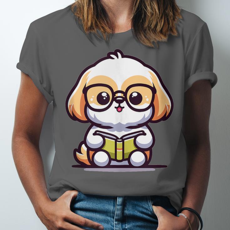 Adorable Book Lover Shih Tzu With Reading Glasses Cute Unisex Jersey T-Shirt Adorable Book Lover Shih Tzu With Reading Glasses Cute Unisex Jersey T-Shirt