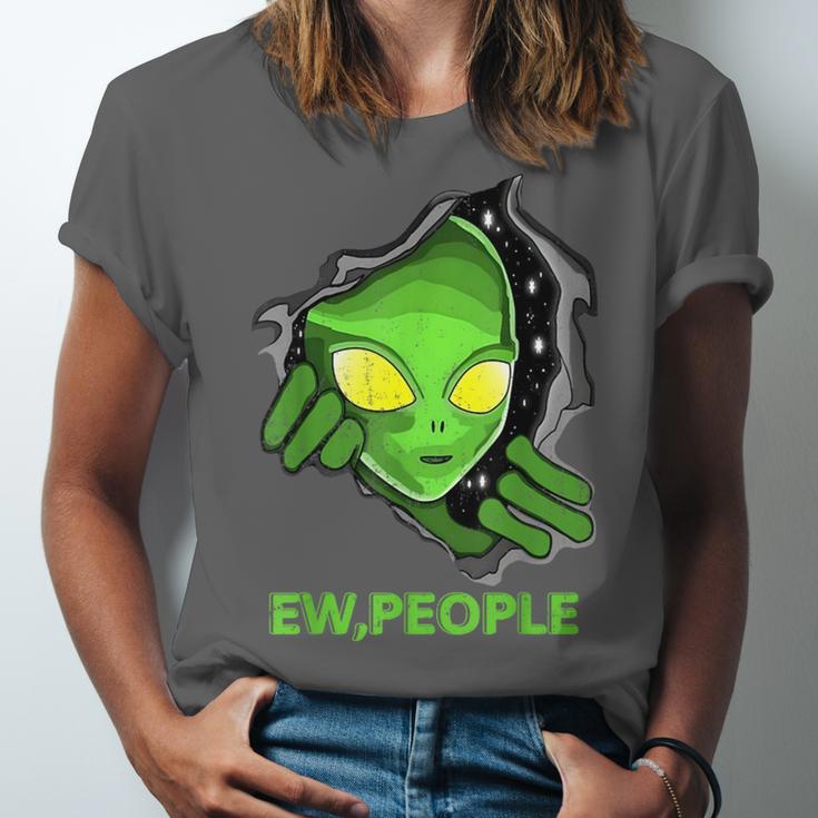 Alien Face Ew People UFO Introvert Meme Men Women Kids Unisex Jersey T-Shirt