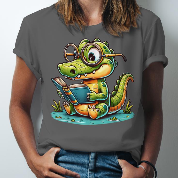 Alligator Reading a Book Animal Unisex Jersey T-Shirt Alligator Reading a Book Animal Unisex Jersey T-Shirt