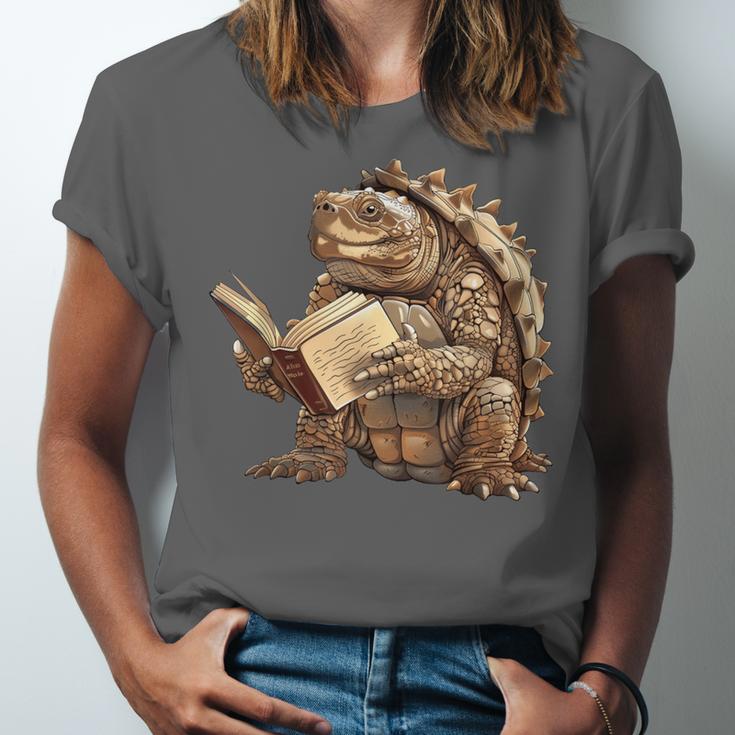 Alligator Snapping Turtle Reading A Book Unisex Jersey T-Shirt Alligator Snapping Turtle Reading A Book Unisex Jersey T-Shirt