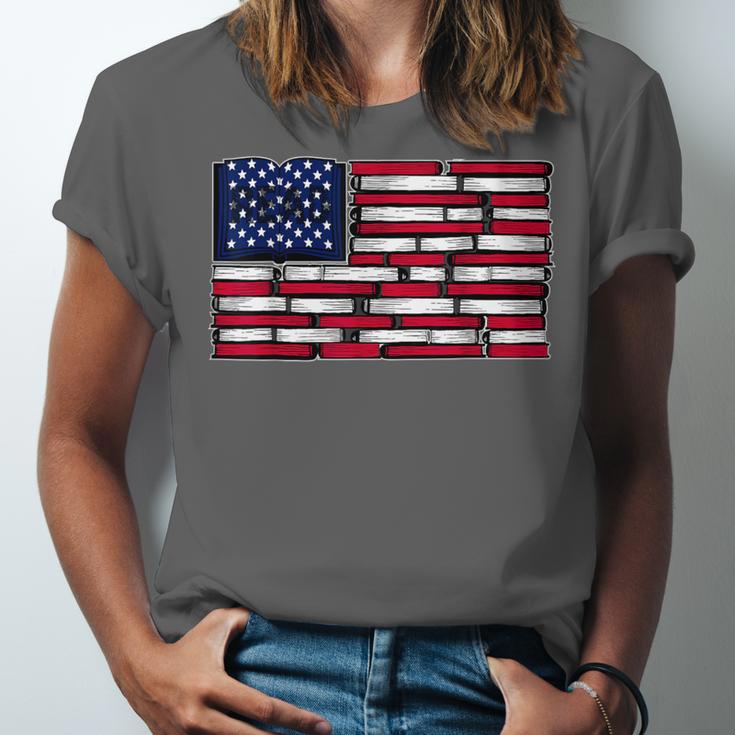 America US Flag Books Library Reading For Book Lover Reader Unisex Jersey T-Shirt