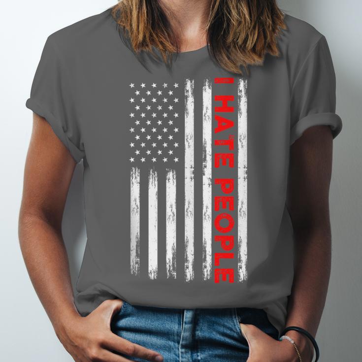 American Flag Loner Geeks Antisocial For Introvert Pride Unisex Jersey T-Shirt