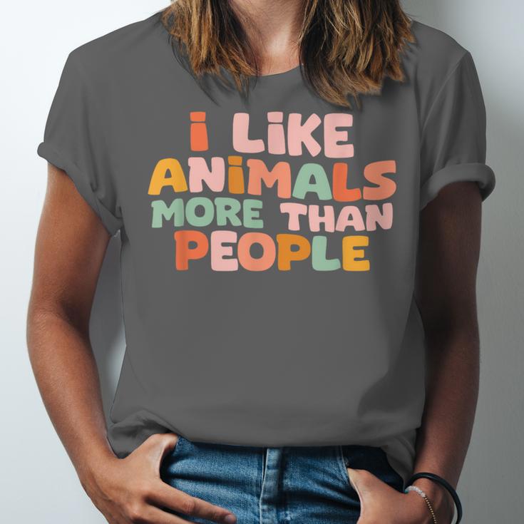 I Like Animals More Than People Sarcastic Introvert Unisex Jersey T-Shirt