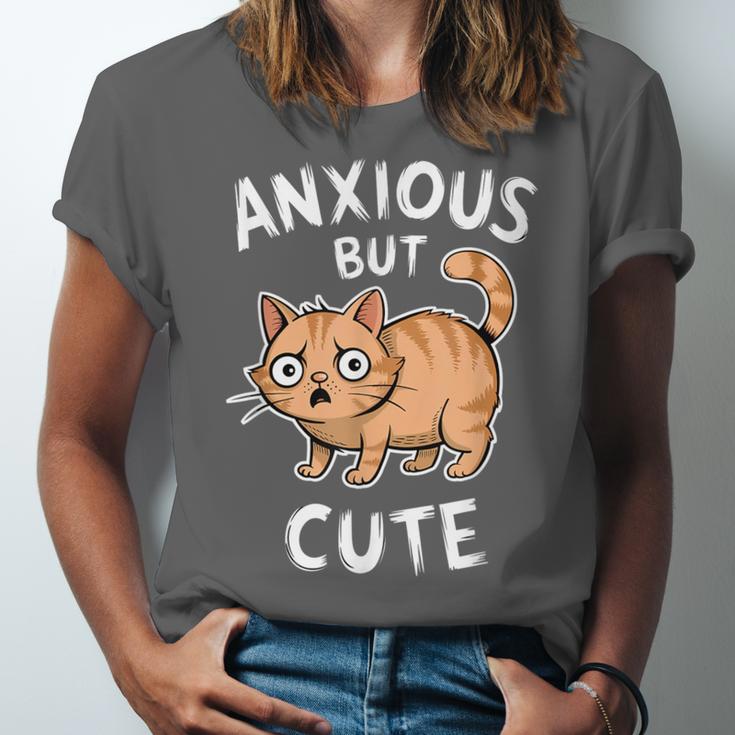 Anxious But Cute Anxiety Meme Cat Lover Introvert For Men Women Unisex Jersey T-Shirt Anxious But Cute Anxiety Meme Cat Lover Introvert For Men Women Unisex Jersey T-Shirt