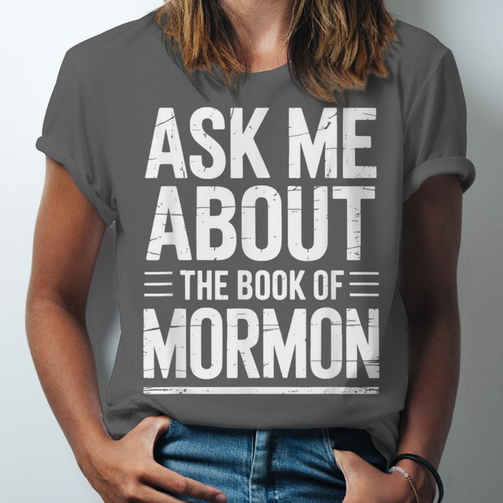 Ask Me About The Book Of Mormon Unisex Jersey T-Shirt