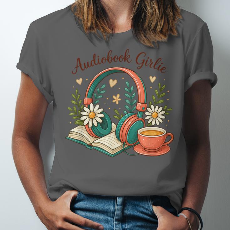 Audiobook Girlie Headphones Book Tea Love Unisex Jersey T-Shirt