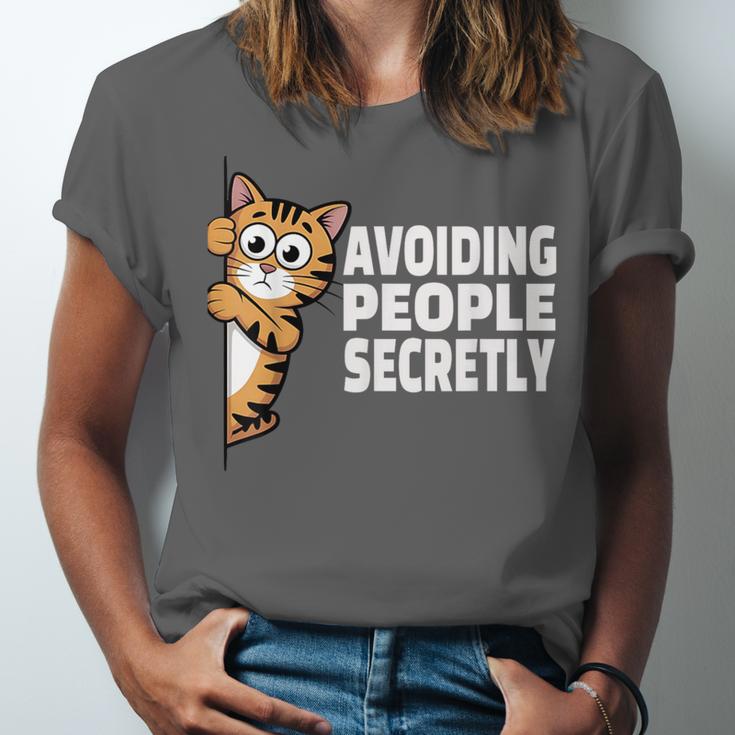 Avoiding People Secretly Cat Introvert Humor Unisex Jersey T-Shirt Avoiding People Secretly Cat Introvert Humor Unisex Jersey T-Shirt