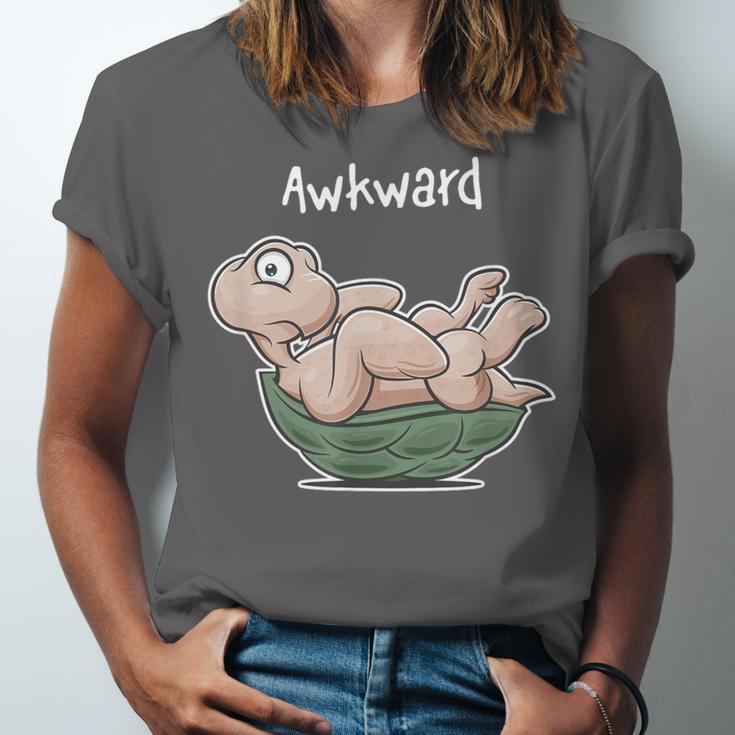 Awkward Turtle Upside Down Witty Comical Introvert Unisex Jersey T-Shirt Awkward Turtle Upside Down Witty Comical Introvert Unisex Jersey T-Shirt