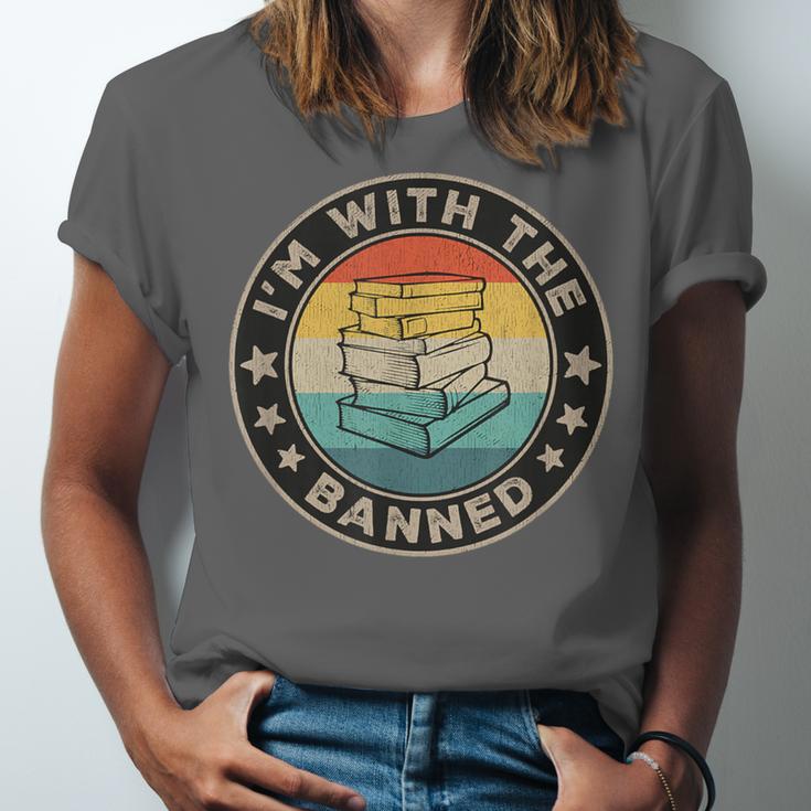 Im With The Banned Book Readers Retro Librarians Teachers Unisex Jersey T-Shirt Im With The Banned Book Readers Retro Librarians Teachers Unisex Jersey T-Shirt