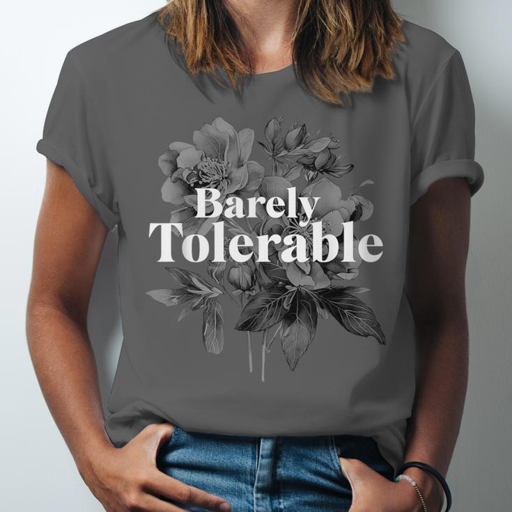 Barely Tolerable Shirt Floral Book Lover Quote Bookish Unisex Jersey T-Shirt Barely Tolerable Shirt Floral Book Lover Quote Bookish Unisex Jersey T-Shirt