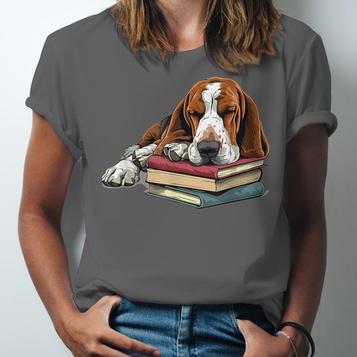Basset Hound Books Dog Breed Graphic Unisex Jersey T-Shirt