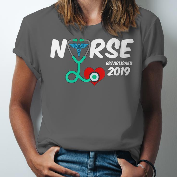 Best Nurse Graduation- RN Nurse Established 2019 LPN Unisex Jersey T-Shirt