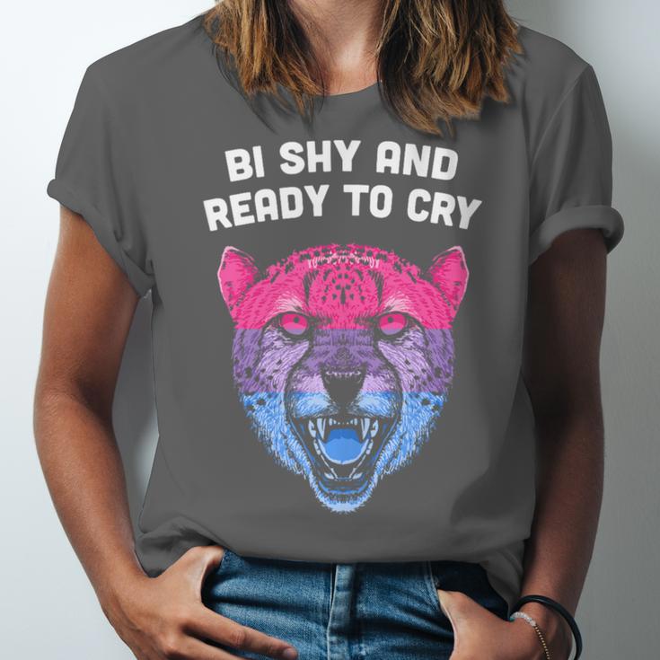 Bi Shy And Ready To Cry Bisexual Introvert Bi Pride Unisex Jersey T-Shirt Bi Shy And Ready To Cry Bisexual Introvert Bi Pride Unisex Jersey T-Shirt