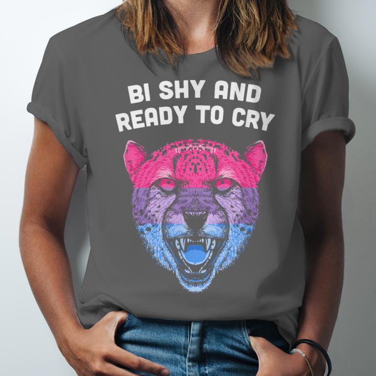 Bi Shy And Ready To Cry Bisexual Introvert Bi Pride Unisex Jersey T-Shirt Bi Shy And Ready To Cry Bisexual Introvert Bi Pride Unisex Jersey T-Shirt
