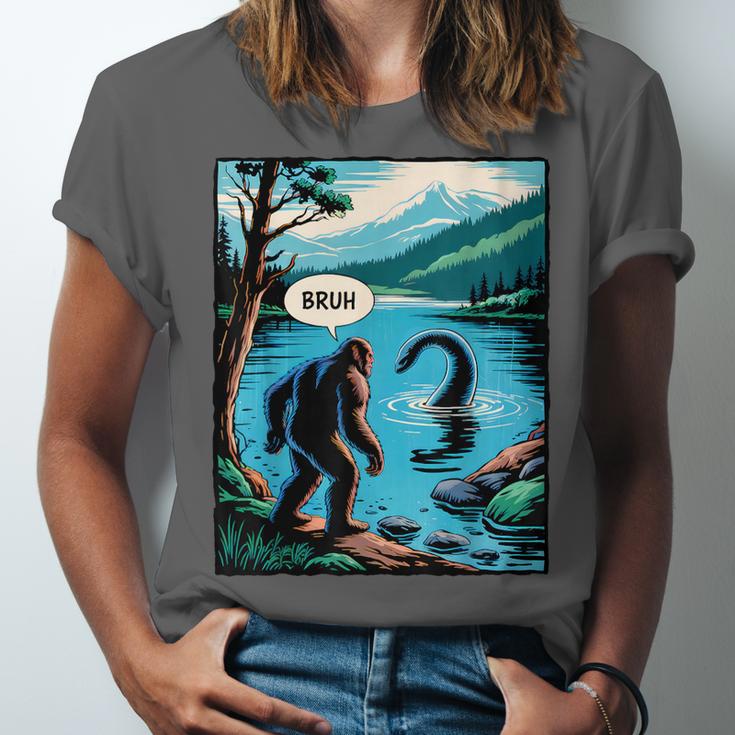 Bigfoot Sasquatch Loch Ness Monster Introvert Bruh Unisex Jersey T-Shirt