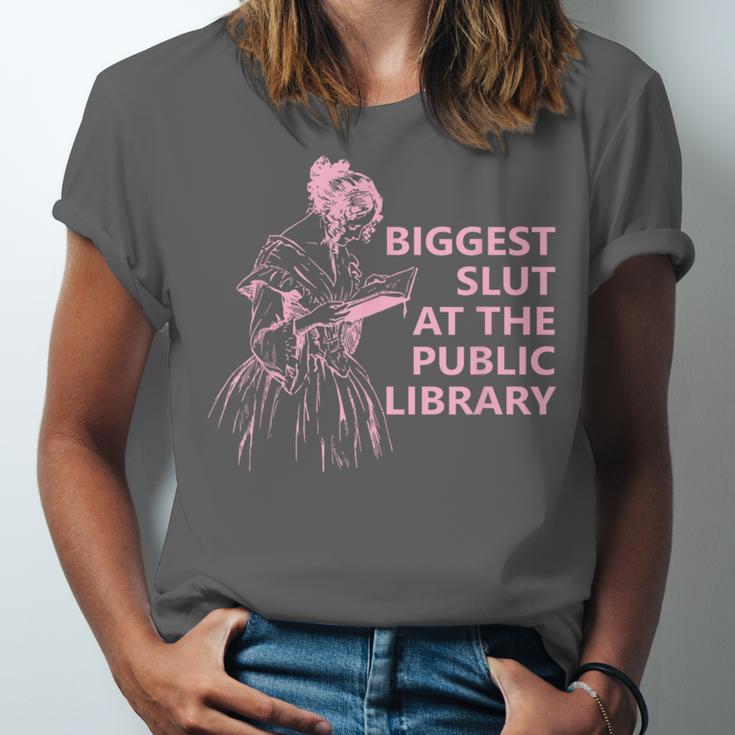 Biggest Slut At The Public Library Reading Book Club Unisex Jersey T-Shirt Biggest Slut At The Public Library Reading Book Club Unisex Jersey T-Shirt